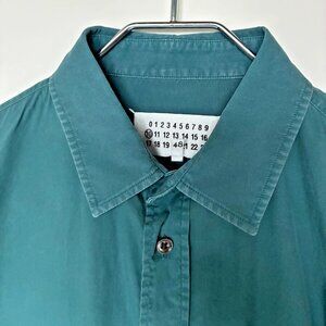 MAISON MARGIELA men's dress shirt green cotton sz 48
